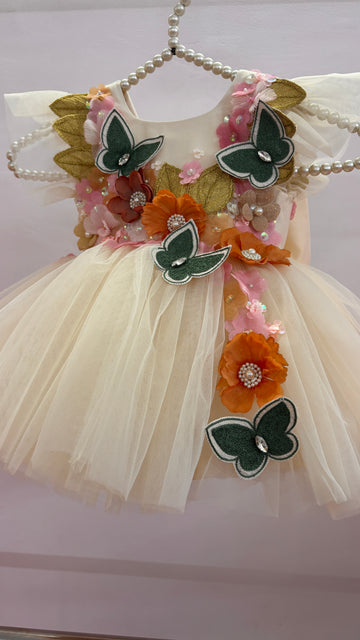 Beige Handmade 3D Dress