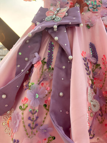 Pink Handmade Lavender Bow Dress