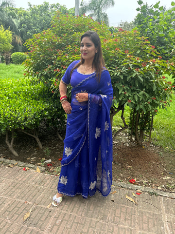 Beautiful Blue colour Handmade saree