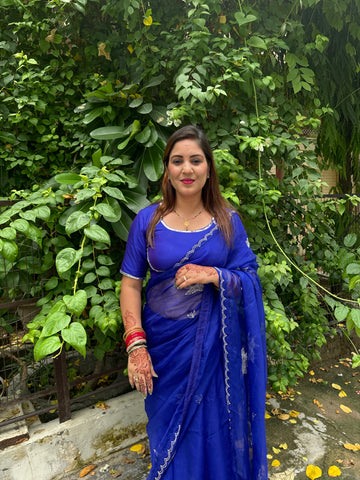 Beautiful Blue colour Handmade saree