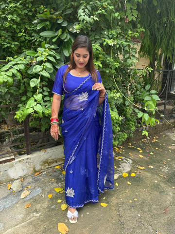 Beautiful Blue colour Handmade saree