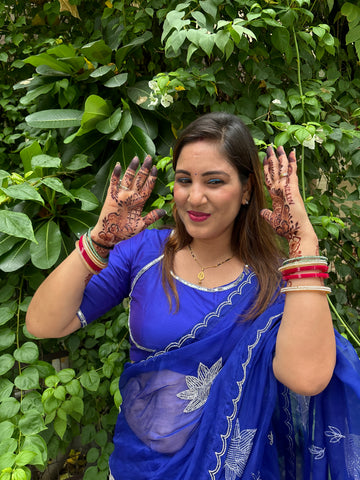 Beautiful Blue colour Handmade saree