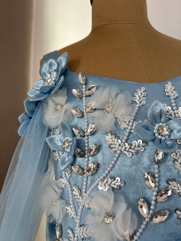 Birthday Dress Gown in Elsa Blue colour