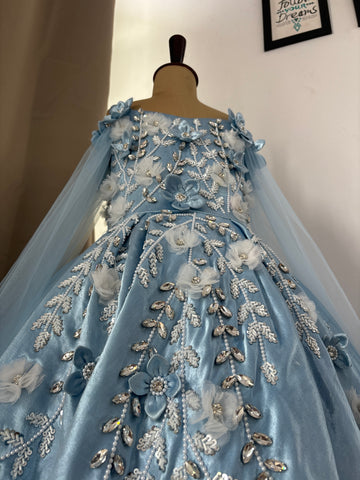 Birthday Dress Gown in Elsa Blue colour