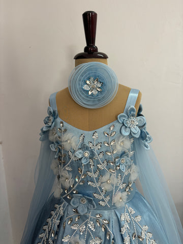 Birthday Dress Gown in Elsa Blue colour