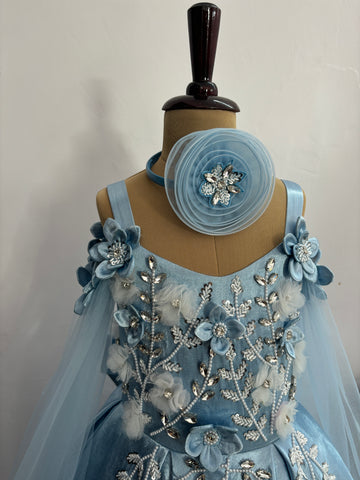 Birthday Dress Gown in Elsa Blue colour