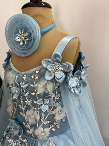 Birthday Dress Gown in Elsa Blue colour