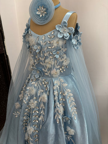 Birthday Dress Gown in Elsa Blue colour