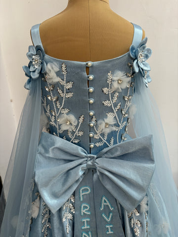 Birthday Dress Gown in Elsa Blue colour