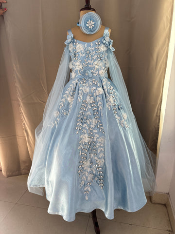 Birthday Dress Gown in Elsa Blue colour