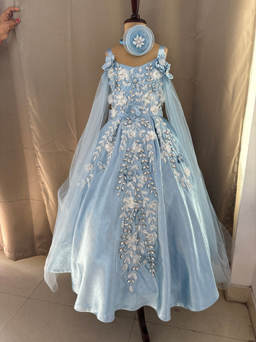 Birthday Dress Gown in Elsa Blue colour