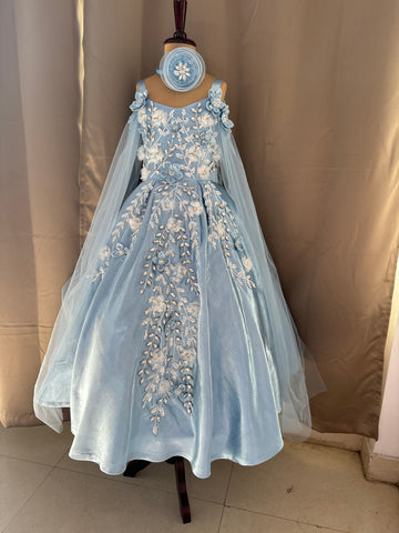 Birthday Dress Gown in Elsa Blue colour