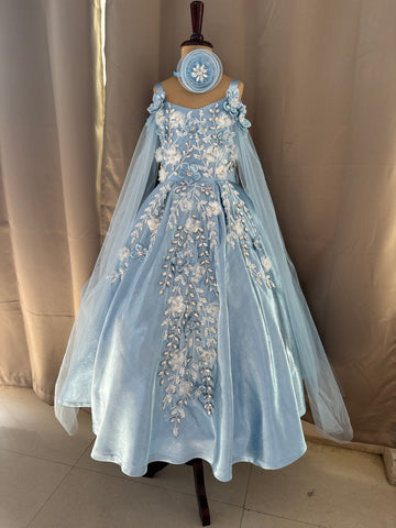 Birthday Dress Gown in Elsa Blue colour