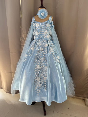 Birthday Dress Gown in Elsa Blue colour