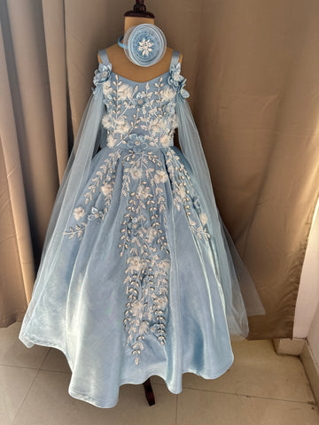 Birthday Dress Gown in Elsa Blue colour