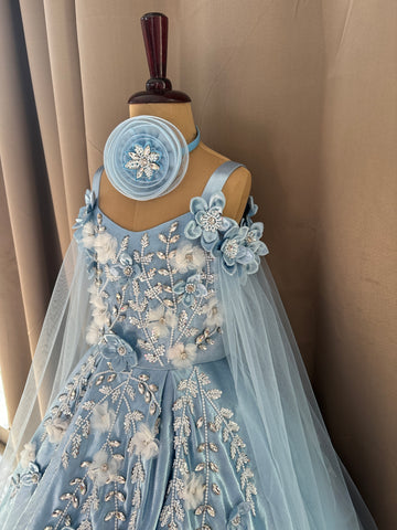 Birthday Dress Gown in Elsa Blue colour