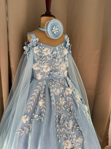 Birthday Dress Gown in Elsa Blue colour