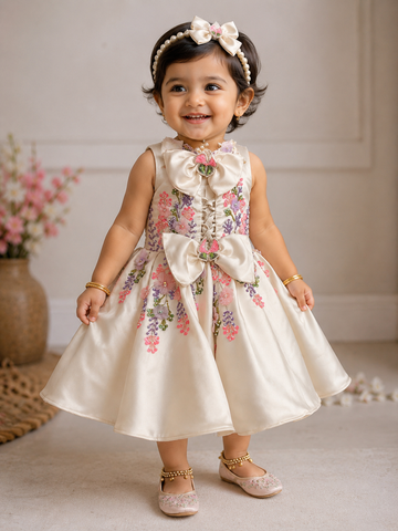 White Halter Neck Baby Dress