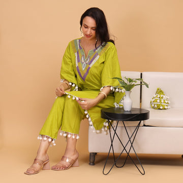 EF1019 - Green Handmade Kaftan Set