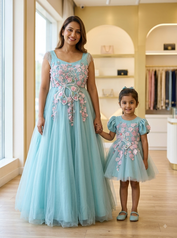 Blue Mother Daughter Dress